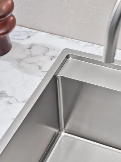 REGINOX K�chensp�le/Edelstahlsp�le Vero 40x40 (L) OKG Hahnlochbank Einbausp�le Edelstahl Siebkorb als Stopfenventil