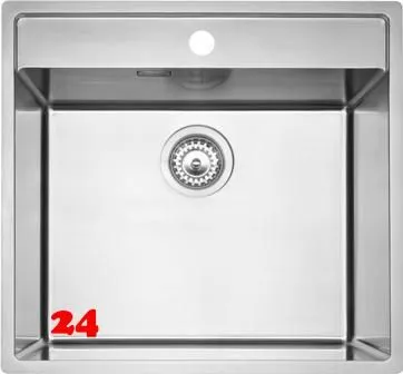 REGINOX K�chensp�le/Edelstahlsp�le Vero 50x40 (L) OKG Hahnlochbank Einbausp�le Edelstahl Siebkorb als Stopfenventil