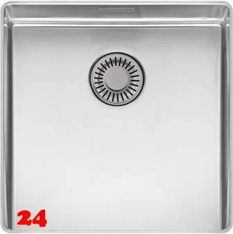 REGINOX K�chensp�le New York SLIM 40x40 (L) OKG Comfort Einbausp�le Edelstahl mit Flachrand Siebkorb als Stopfen- oder Druckknopfventil