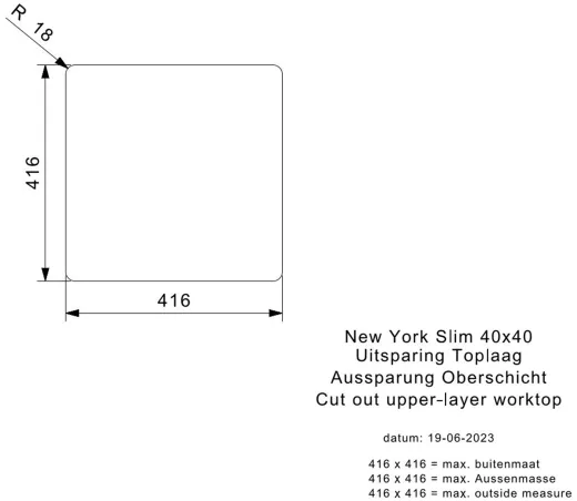 REGINOX K�chensp�le New York SLIM 40x40 (L) OKG Comfort Einbausp�le Edelstahl mit Flachrand Siebkorb als Stopfen- oder Druckknopfventil