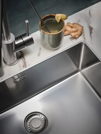 REGINOX K�chensp�le New York SLIM 50x40 (L) OKG Comfort Einbausp�le Edelstahl mit Flachrand Siebkorb als Stopfen- oder Druckknopfventil