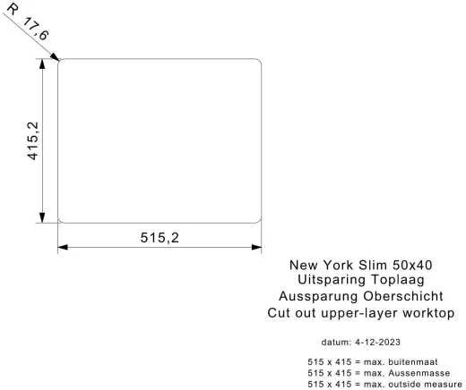 REGINOX K�chensp�le New York SLIM 50x40 (L) OKG Comfort Einbausp�le Edelstahl mit Flachrand Siebkorb als Stopfen- oder Druckknopfventil