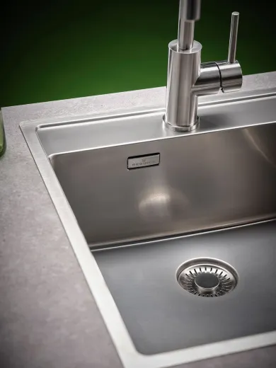 REGINOX K�chensp�le New York 40x40 (L) Comfort Hahnlochbank Einbausp�le Edelstahl Flachrand fl�chenb�ndig Siebkorb als Stopfenventil