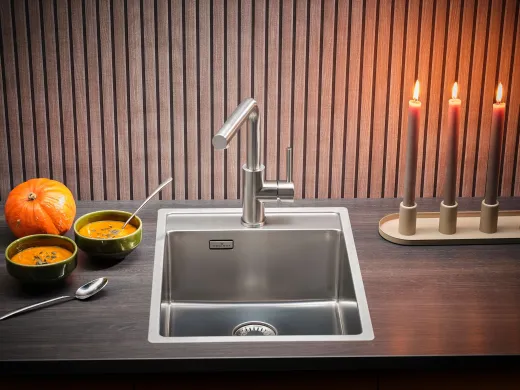 REGINOX K�chensp�le New York 34x40 (L) Comfort Hahnlochbank Einbausp�le Edelstahl Flachrand fl�chenb�ndig Siebkorb als Stopfenventil