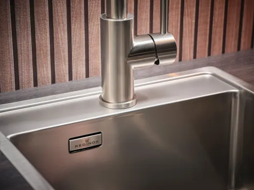 REGINOX K�chensp�le New York 34x40 (L) Comfort Hahnlochbank Einbausp�le Edelstahl Flachrand fl�chenb�ndig Siebkorb als Stopfenventil