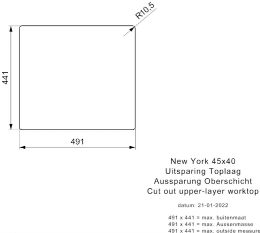 REGINOX K�chensp�le New York 45x40 (L) Comfort Einbausp�le Edelstahl 3 in 1 mit Flachrand Siebkorb als Stopfenventil