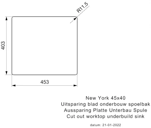 REGINOX K�chensp�le New York 45x40 (L) Comfort Einbausp�le Edelstahl 3 in 1 mit Flachrand Siebkorb als Stopfenventil