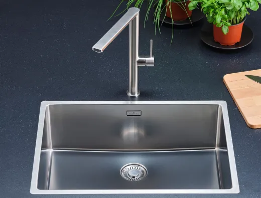 REGINOX K�chensp�le New York 55x40 (L) Comfort Einbausp�le Edelstahl 3 in 1 mit Flachrand Siebkorb als Stopfenventil