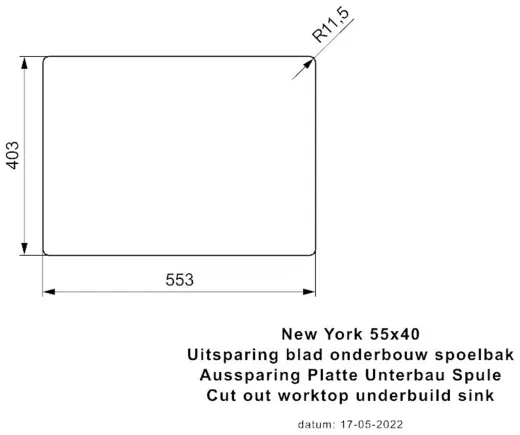 REGINOX K�chensp�le New York 55x40 (L) Comfort Einbausp�le Edelstahl 3 in 1 mit Flachrand Siebkorb als Stopfenventil