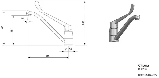 REGINOX K�chenarmatur Chena MED Chrom (R35238) Einhebelmischer Med. Bereich Unterarmbedienung 360� schwenkbarer Auslauf