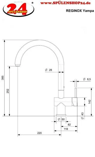 REGINOX K�chenarmatur Yampa Chrom (R31698) Einhebelmischer mit Festauslauf 360� schwenkbarer Auslauf
