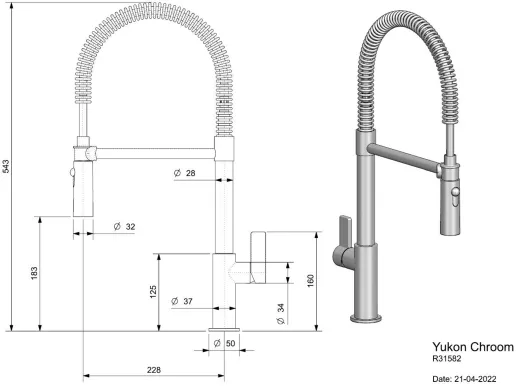 REGINOX K�chenarmatur Yukon Semi Pro Chrom (R31582) Einhebelmischer mit Pendelbrause umstellbar 360� schwenkbarer Auslauf