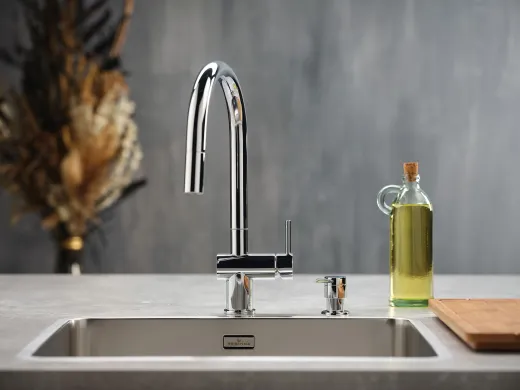 REGINOX K�chenarmatur Flint Chrom (R31650) Einhebelmischer mit Zugauslauf als Schlauchbrause umstellbar