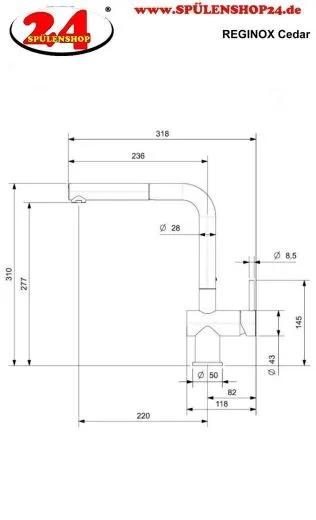 REGINOX K�chenarmatur Cedar Schwarz matt (R31643) Einhebelmischer mit Zugauslauf 360� schwenkbarer Auslauf