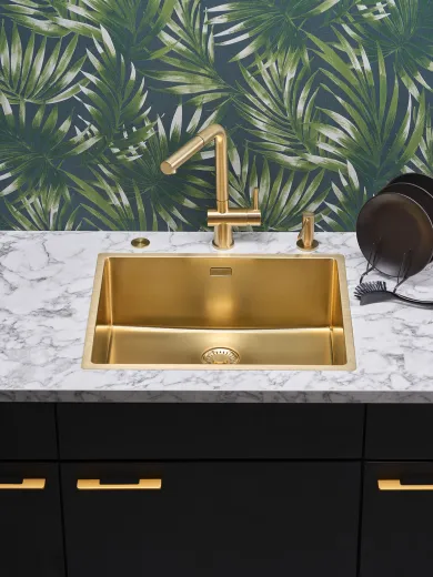 REGINOX K�chenarmatur Cedar II Gold PVD (R38796) Einhebelmischer mit Zugauslauf 360� schwenkbarer Auslauf