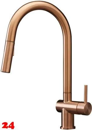 REGINOX K�chenarmatur Flint II Copper PVD (R38826) Einhebelmischer mit Zugauslauf als Schlauchbrause umstellbar 360� schwenkbar