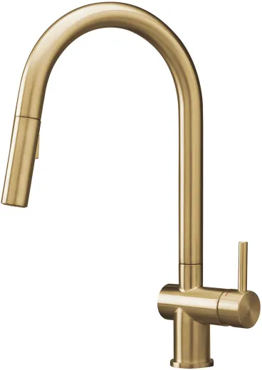 REGINOX K�chenarmatur Flint II Gold PVD (R38833) Einhebelmischer mit Zugauslauf als Schlauchbrause umstellbar 360� schwenkbar