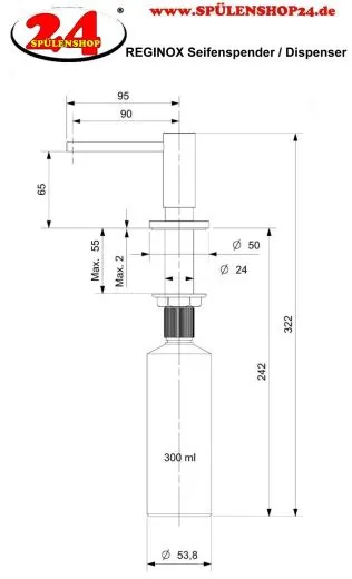 REGINOX Seifenspender Schwarz Sp�lmittelspender / Dispenser (R35450)