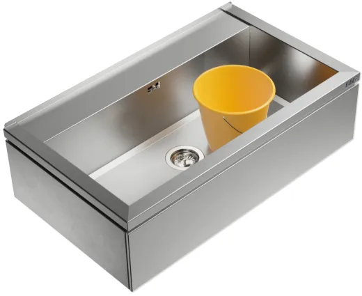 KUNe Arbeits-/ Mehrzweckbecken Novum 80 PWB22-80 K320 wandh�ngend gekantetes und geschwei�tes Ausgussbecken Verblendung Edelstahl geschliffen