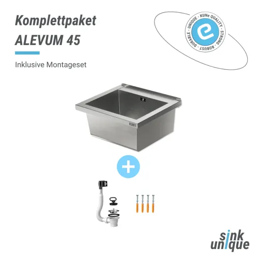 KUNe Arbeits-/ Mehrzweckbecken Alevum 45 KWB25-45 wandh�ngend gekantetes und geschwei�tes Ausgussbecken (Beckentiefe 250mm)