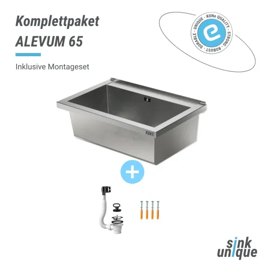 KUNe Arbeits-/ Mehrzweckbecken Alevum 65 KWB25-65 wandh�ngend gekantetes und geschwei�tes Ausgussbecken (Beckentiefe 250mm)