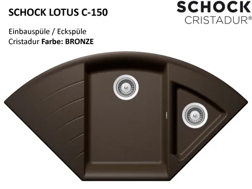 ❎ SCHOCK Kchensple Lotus C 150 Cristadur Nano-Granitsple / Ecksple mit Drehexcenter