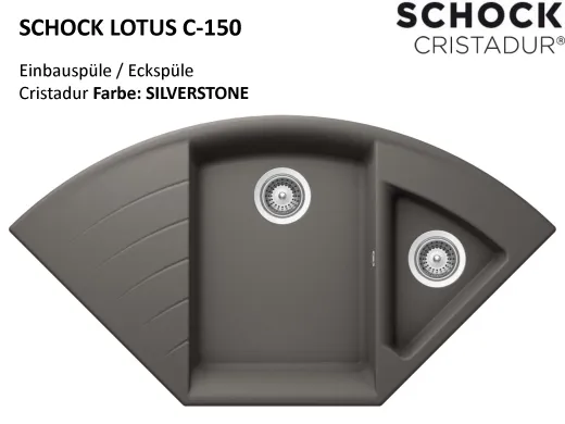 ❎ SCHOCK Kchensple Lotus C 150 Cristadur Nano-Granitsple / Ecksple mit Drehexcenter