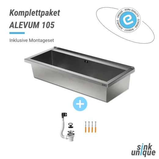 KUNe Arbeits-/ Mehrzweckbecken Alevum 105 KWB25-105 wandh�ngend gekantetes und geschwei�tes Ausgussbecken (Beckentiefe 250mm)