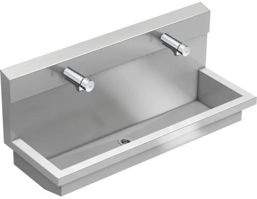 KWC PROFESSIONAL Planox Waschplatzeinheit mit Selbstschluss-Eingriffmischern PL12USM f�r Wandmontage Breite 1200mm (3600013140)