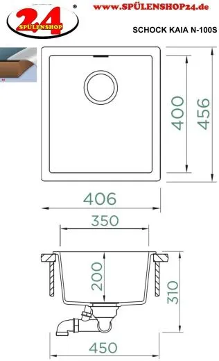 SCHOCK K�chensp�le Kaia N-100S Cristadur� Nano-Granitsp�le / Einbausp�le mit Drehexcenter