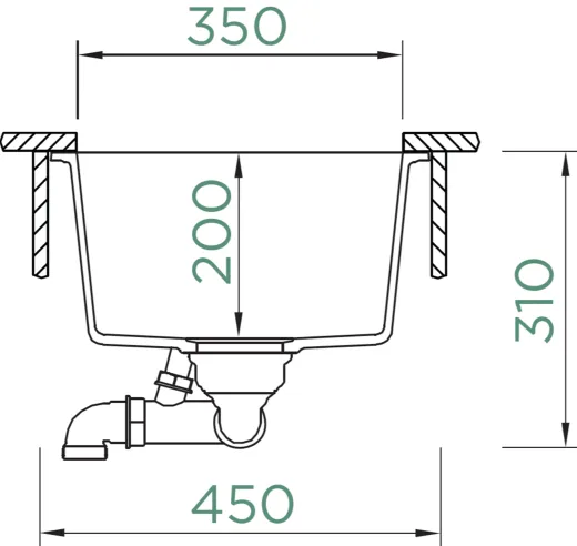 SCHOCK K�chensp�le Kaia N-100S-U Cristadur� Nano-Granitsp�le / Unterbausp�le mit Drehexcenter
