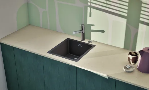 SCHOCK K�chensp�le Kaia N-100S-FB Cristadur� Nano-Granitsp�le fl�chenb�ndig mit Drehexcenter