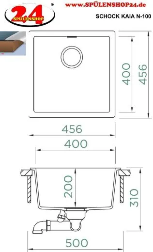 SCHOCK K�chensp�le Kaia N-100 Cristadur� Nano-Granitsp�le / Einbausp�le mit Drehexcenter