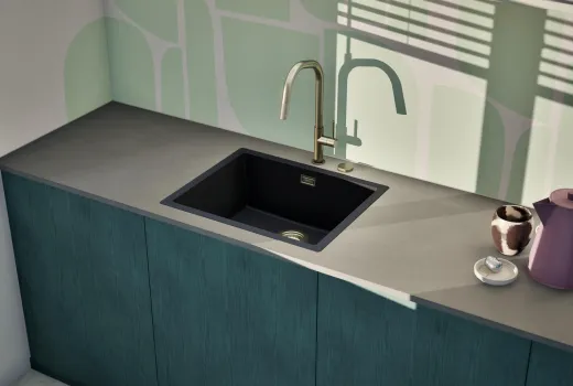 SCHOCK K�chensp�le Kaia N-100L-FB Cristadur� Nano-Granitsp�le fl�chenb�ndig mit Drehexcenter