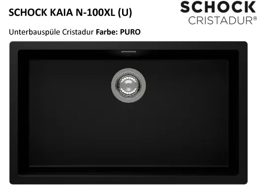 SCHOCK K�chensp�le Kaia N-100XL-U Cristadur� Nano-Granitsp�le / Unterbausp�le mit Drehexcenter