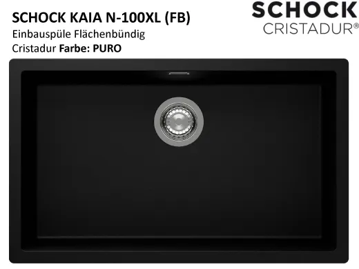 SCHOCK K�chensp�le Kaia N-100XL-FB Cristadur� Nano-Granitsp�le fl�chenb�ndig mit Drehexcenter