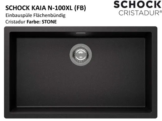 SCHOCK K�chensp�le Kaia N-100XL-FB Cristadur� Nano-Granitsp�le fl�chenb�ndig mit Drehexcenter