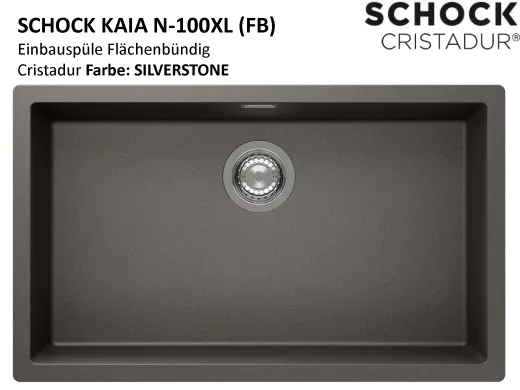 SCHOCK K�chensp�le Kaia N-100XL-FB Cristadur� Nano-Granitsp�le fl�chenb�ndig mit Drehexcenter