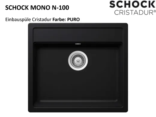 SCHOCK Kchensple Mono N-100 Cristadur Nano-Granitsple / Einbausple mit Drehexcenter