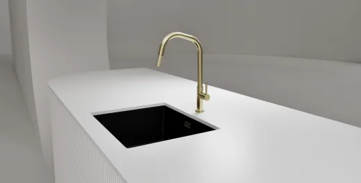 SCHOCK K�chenarmatur Talinos White Gold Einhebelmischer / Sp�ltischarmatur Oberfl�che: Goldfarben mit Zugauslauf mit verdeckter Auszugsbrause