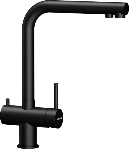 SCHOCK K�chenarmatur Vitus Schwarz mit Festauslauf 3-Wege Trinkwasserfilter Armatur Oberfl�che: Cristadur� Farbe Puro 360� schwenkbarer Auslauf