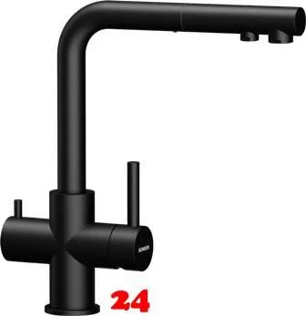 SCHOCK K�chenarmatur Vitus Schwarz mit Zugauslauf 3-Wege Trinkwasserfilter Armatur Oberfl�che: Cristadur� Farbe Puro 180� schwenkbarer Auslauf