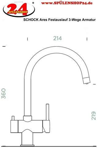 SCHOCK K�chenarmatur Ares EDM mit Festauslauf 3-Wege Trinkwasserfilter Armatur Edelstahl 360� schwenkbarer Auslauf