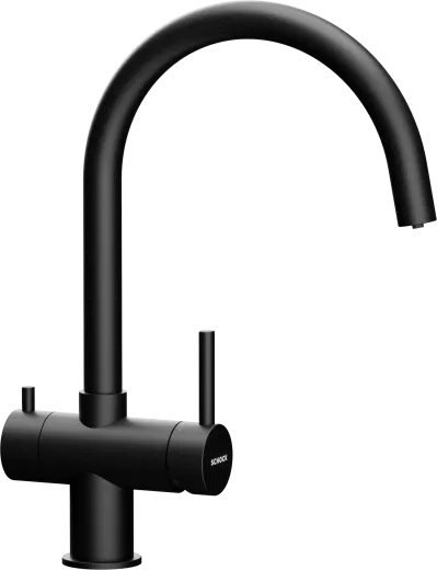 SCHOCK K�chenarmatur Ares Schwarz mit Festauslauf 3-Wege Trinkwasserfilter Armatur Oberfl�che: Cristadur� Farbe Puro 360� schwenkbarer Auslauf
