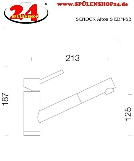 SCHOCK K�chenarmatur Altos-S Schwarz Einhebelmischer Oberfl�che: Cristadur� Farbe mit Zugauslauf 120� schwenkbarer Auslauf