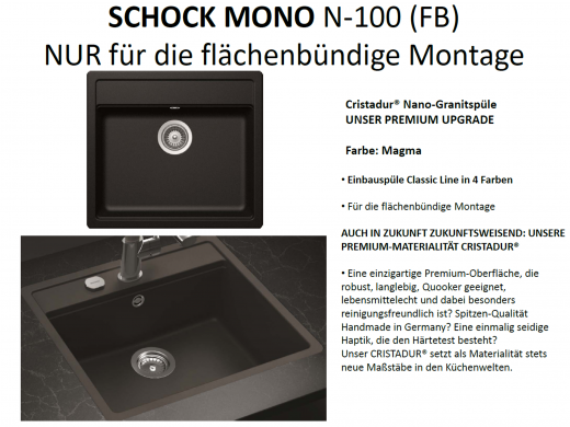 SCHOCK Kchensple Mono N-100 FB Cristadur Nano-Granitsple flchenbndig mit Drehexcenter
