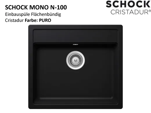 SCHOCK Kchensple Mono N-100 FB Cristadur Nano-Granitsple flchenbndig mit Drehexcenter