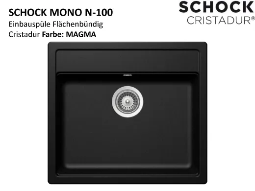 SCHOCK Kchensple Mono N-100 FB Cristadur Nano-Granitsple flchenbndig mit Drehexcenter