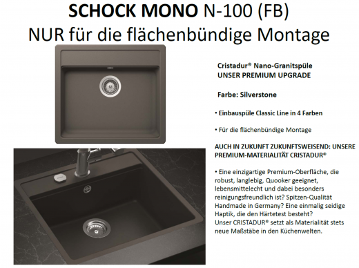 SCHOCK Kchensple Mono N-100 FB Cristadur Nano-Granitsple flchenbndig mit Drehexcenter