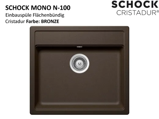 SCHOCK Kchensple Mono N-100 FB Cristadur Nano-Granitsple flchenbndig mit Drehexcenter